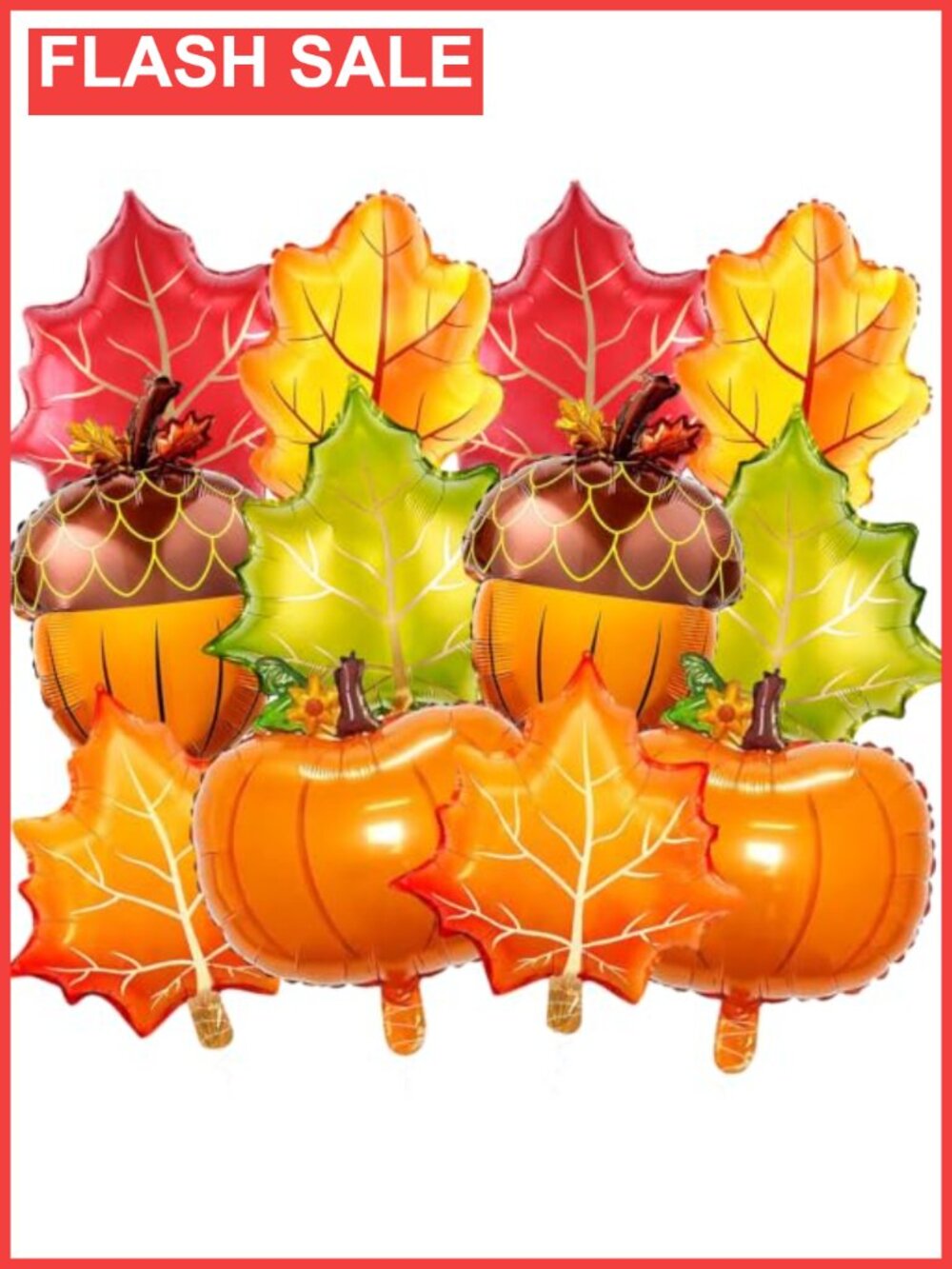 Thanksgiving Balloons Set 12Pcs Foil Fall Decor Maple Leaf Acorn Pumpkin